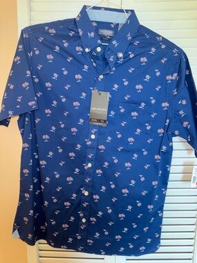 Van Heusen Navy Shirt with Palm Print